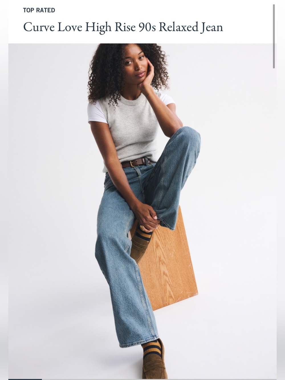 Abercrombie & Fitch Curve Love High Rise 90s Relaxed Jean in Light Blue